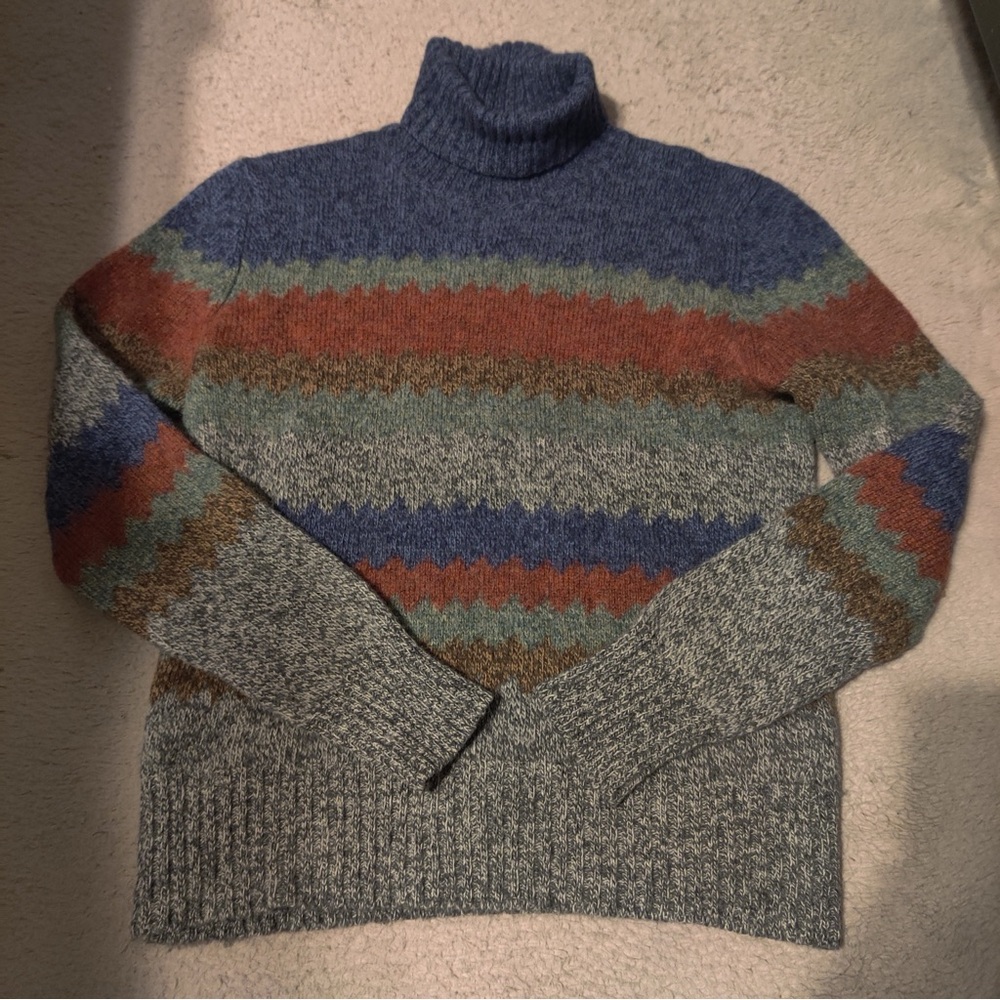 Y2K Old Navy Zig Zag Chevron Stripe Wool Sweater Mens Size Medium Multicolored